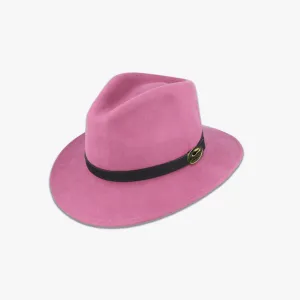 Raspberry Fedora with Black Leather Band