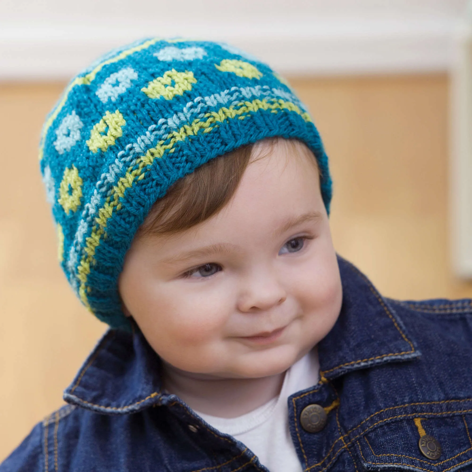 Red Heart Knit Intarsia Baby Hat