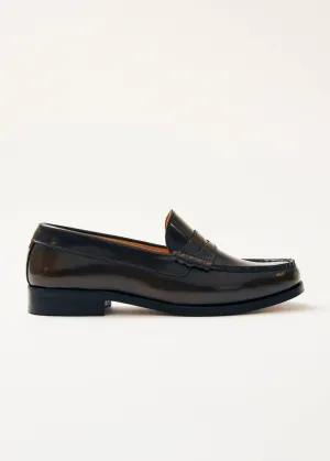 Rivet Brushed Coffee Brown Leather Loafers