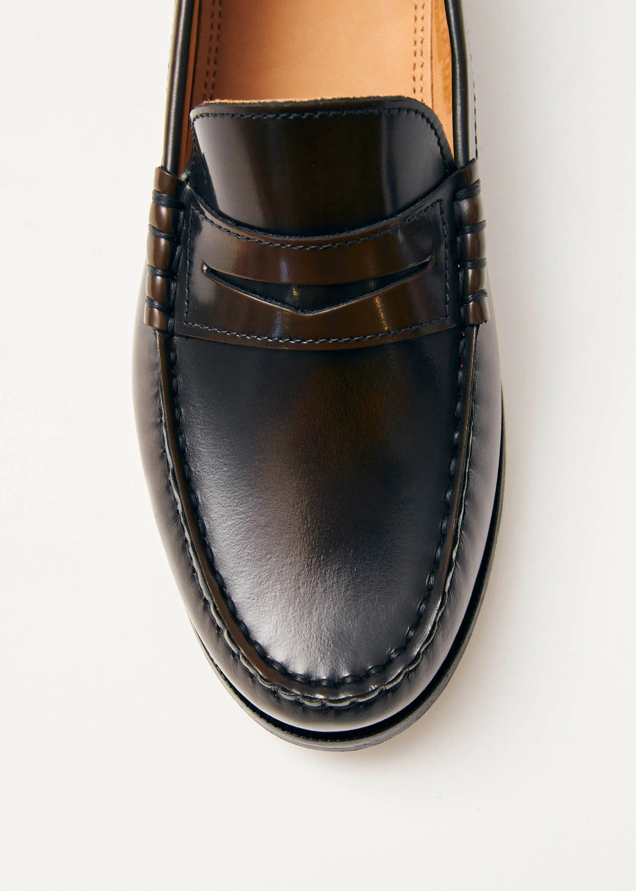 Rivet Brushed Coffee Brown Leather Loafers