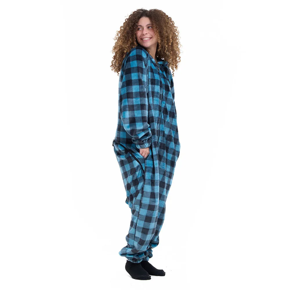 Snuggs Blanket Onesie Blue Checkered