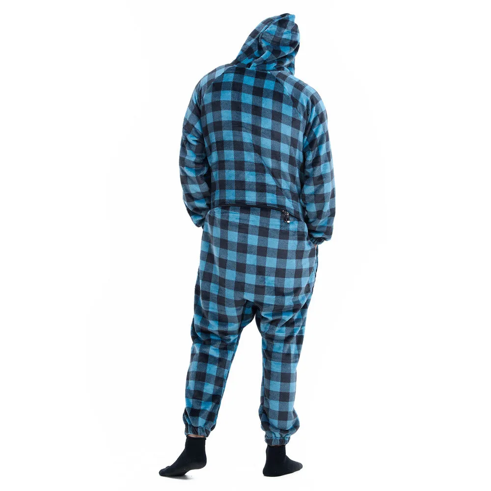 Snuggs Blanket Onesie Blue Checkered