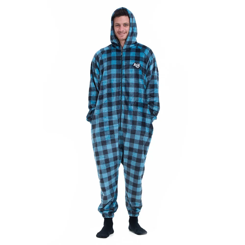 Snuggs Blanket Onesie Blue Checkered