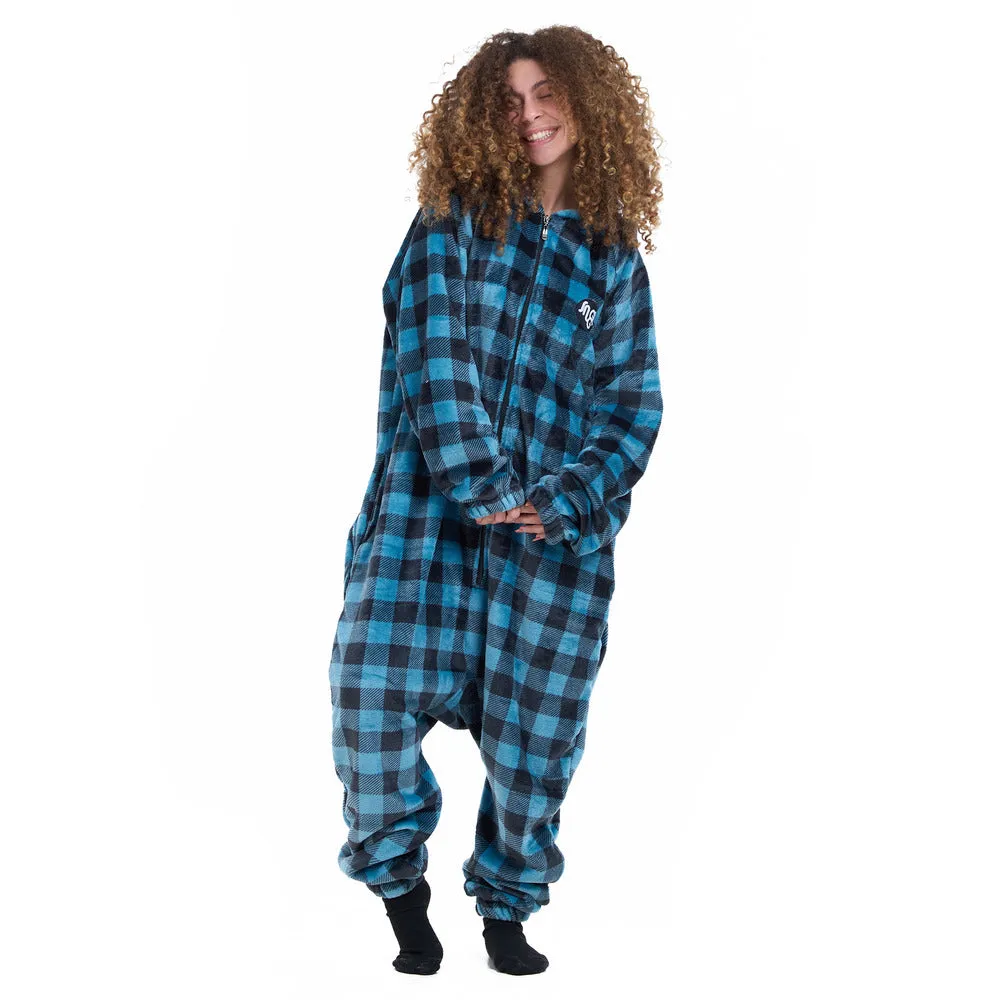 Snuggs Blanket Onesie Blue Checkered