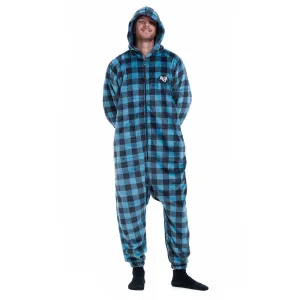 Snuggs Blanket Onesie Blue Checkered