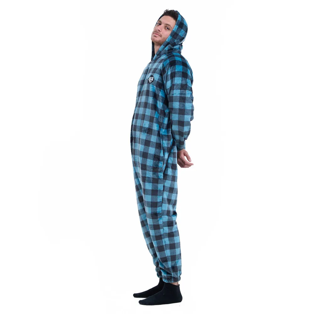 Snuggs Blanket Onesie Blue Checkered