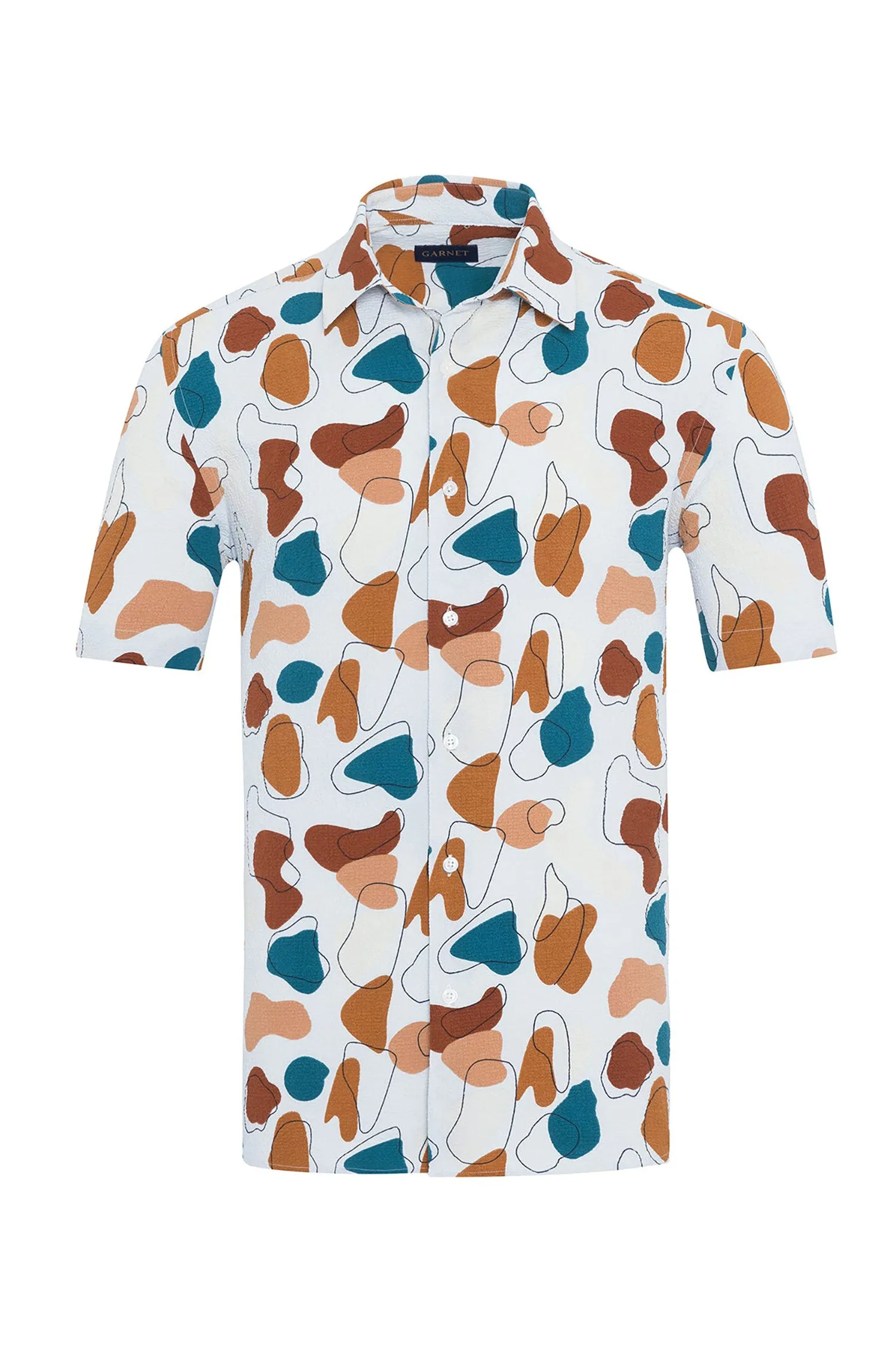 Stretch Seersucker Abstract Shirt