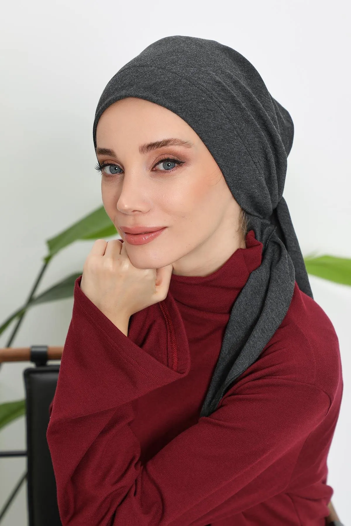 Stylish Ribbed Instant Turban Bonnet for Women, Stretchable Polyviscose Hijab Turban Bonnet, Easy Wear Instant Turban Bandana,B-45RB