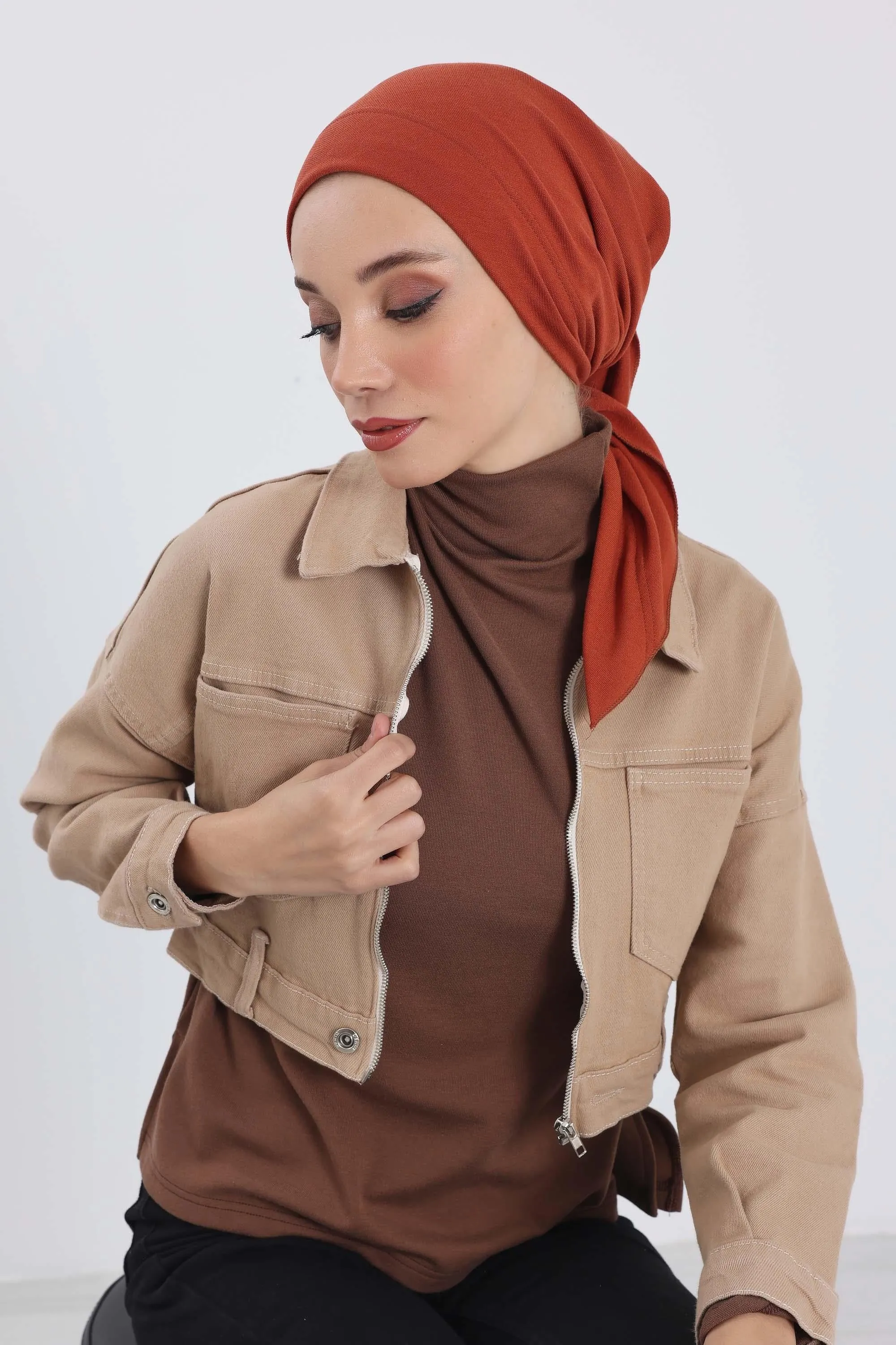 Stylish Ribbed Instant Turban Bonnet for Women, Stretchable Polyviscose Hijab Turban Bonnet, Easy Wear Instant Turban Bandana,B-45RB