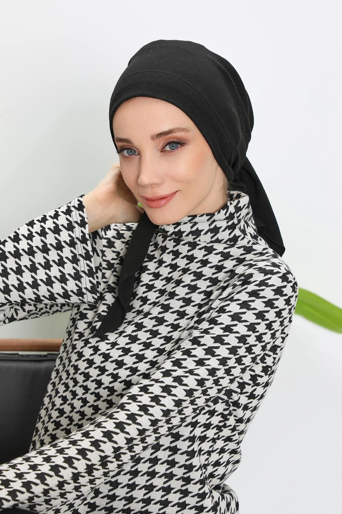 Stylish Ribbed Instant Turban Bonnet for Women, Stretchable Polyviscose Hijab Turban Bonnet, Easy Wear Instant Turban Bandana,B-45RB