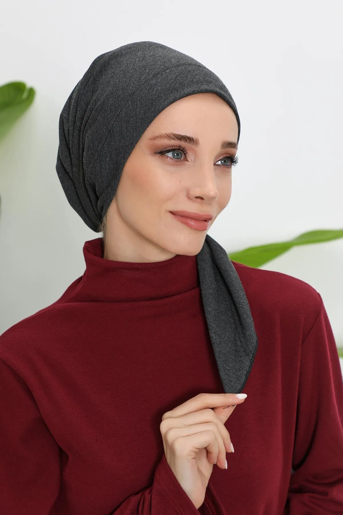 Stylish Ribbed Instant Turban Bonnet for Women, Stretchable Polyviscose Hijab Turban Bonnet, Easy Wear Instant Turban Bandana,B-45RB