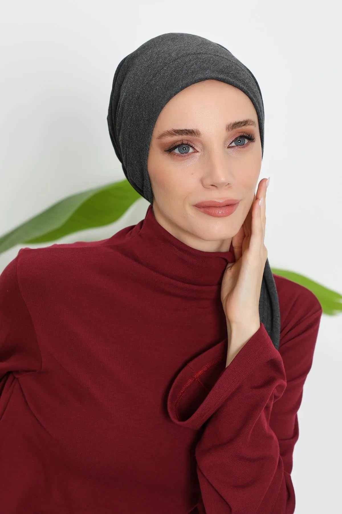 Stylish Ribbed Instant Turban Bonnet for Women, Stretchable Polyviscose Hijab Turban Bonnet, Easy Wear Instant Turban Bandana,B-45RB