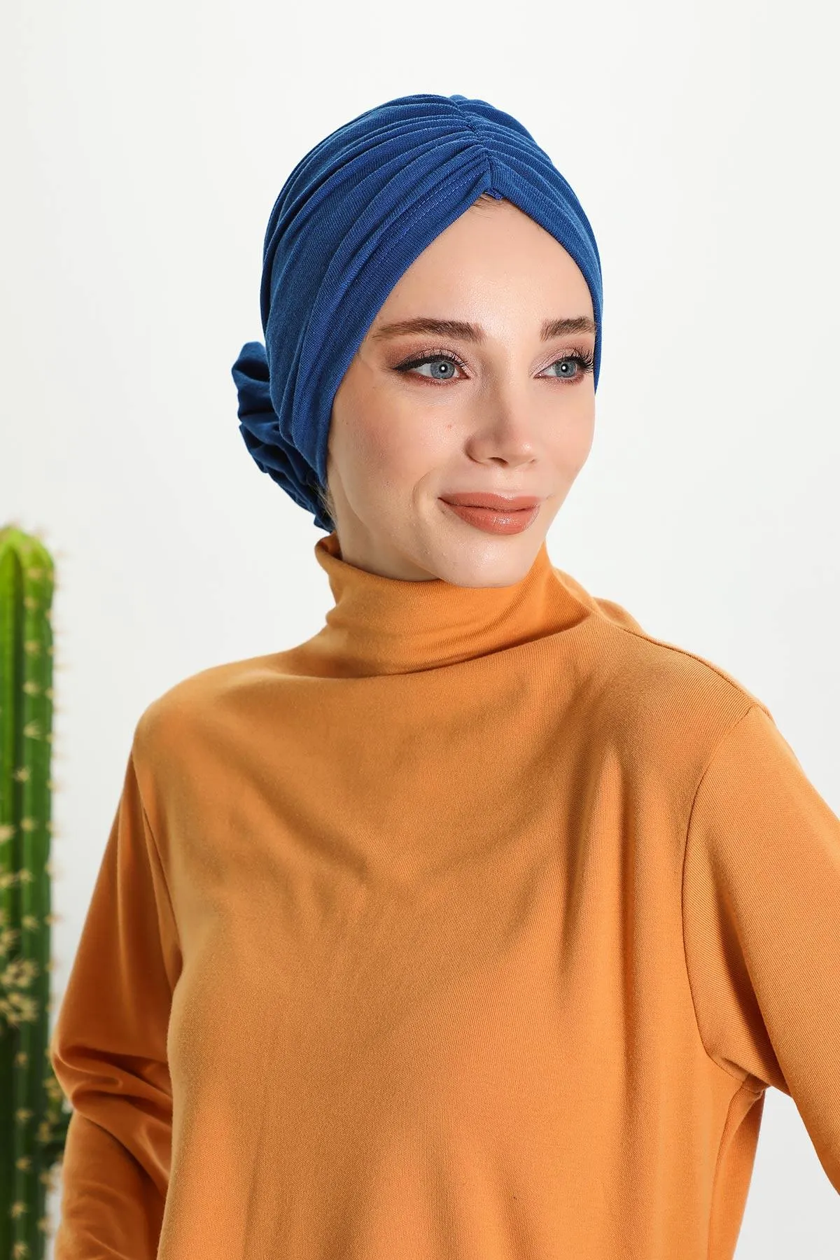 Stylish Rose Design Winter Bonnet for Women, Stretchable Ribbed Instant Turban for Cold Weather, Rose Accent Chemo Headwear,B-21RB