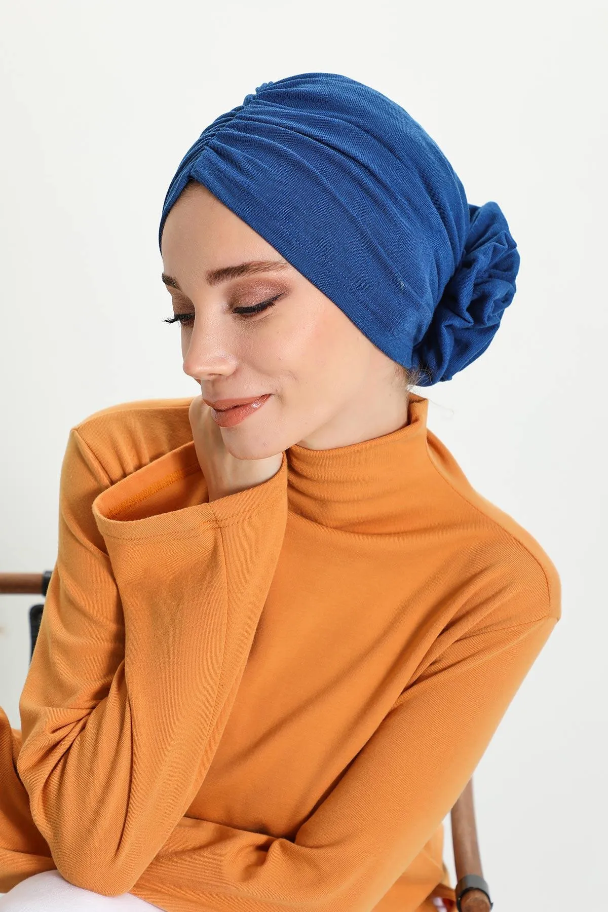 Stylish Rose Design Winter Bonnet for Women, Stretchable Ribbed Instant Turban for Cold Weather, Rose Accent Chemo Headwear,B-21RB