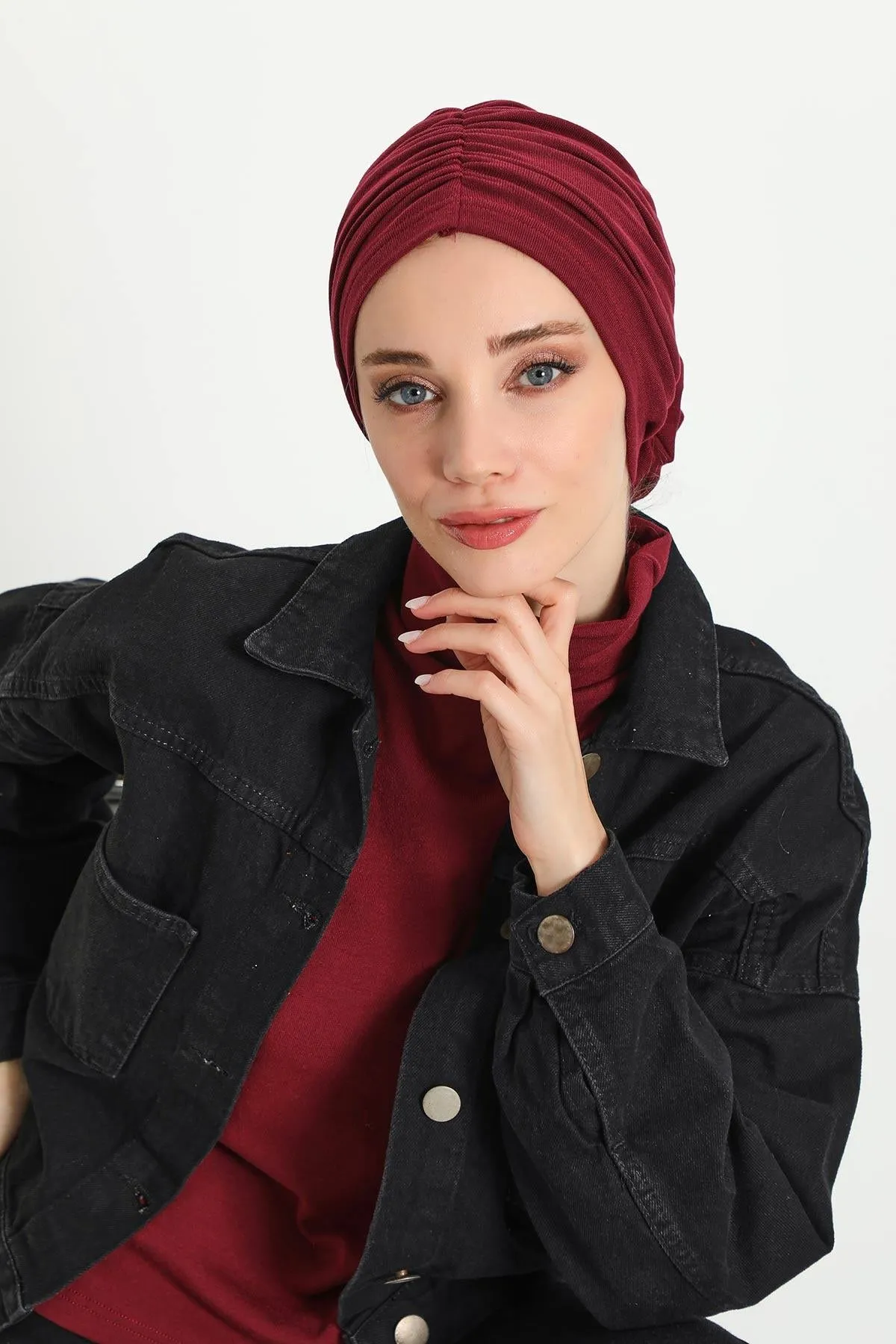 Stylish Rose Design Winter Bonnet for Women, Stretchable Ribbed Instant Turban for Cold Weather, Rose Accent Chemo Headwear,B-21RB