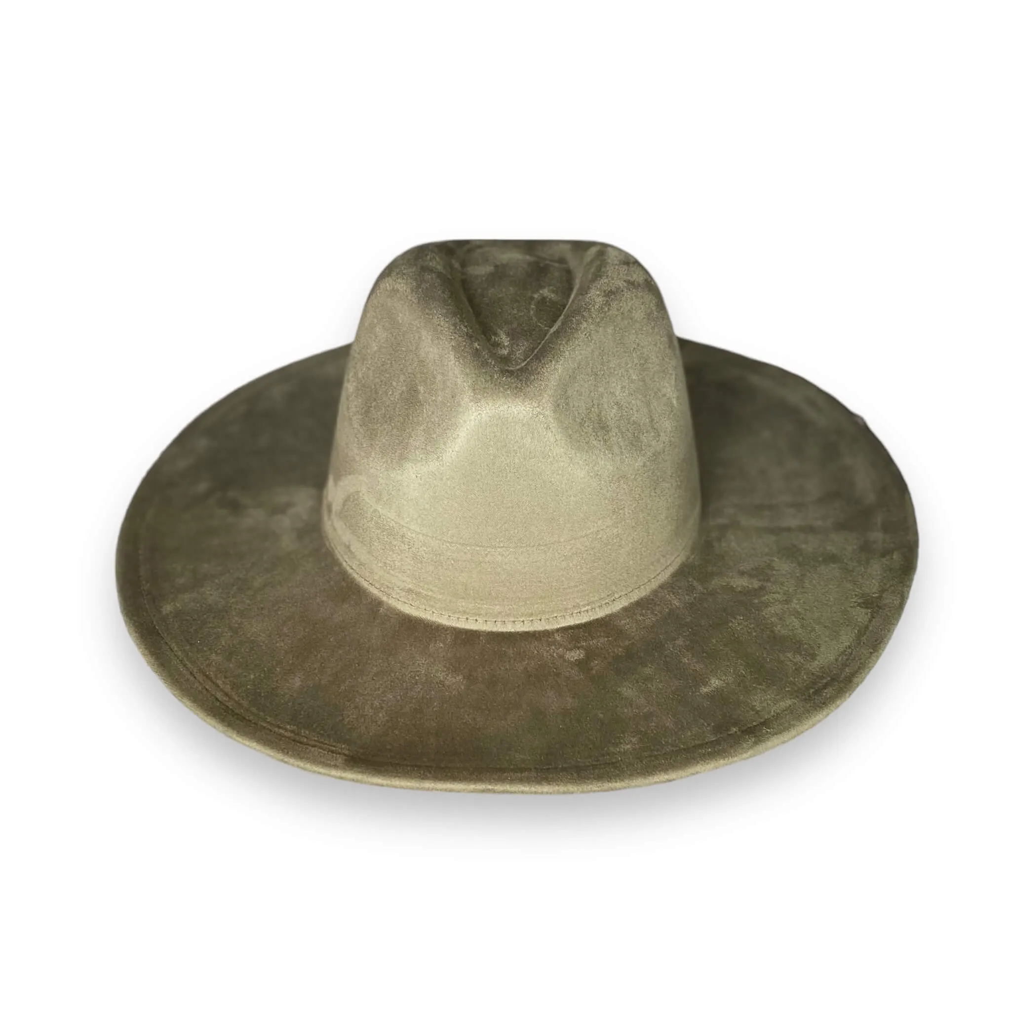 Suede Green Wide Brim Fedora Hat