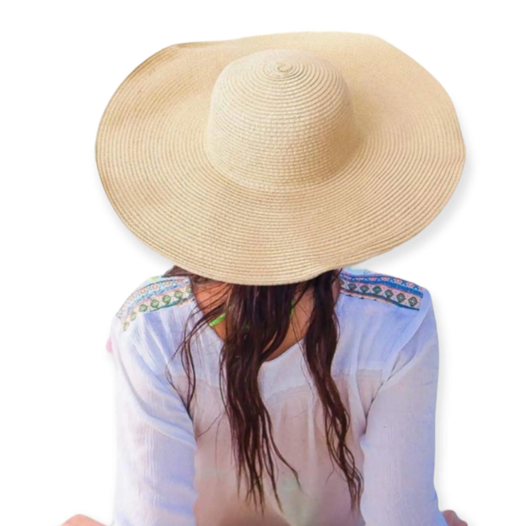 Tan Wide Brim Straw Panama Hat