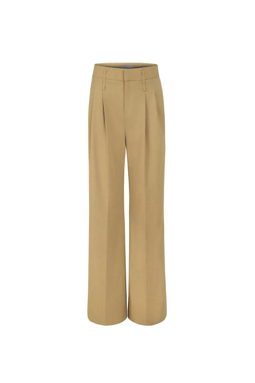 Taylor Straight Wide Leg Twill Crepe Floor Length Pants