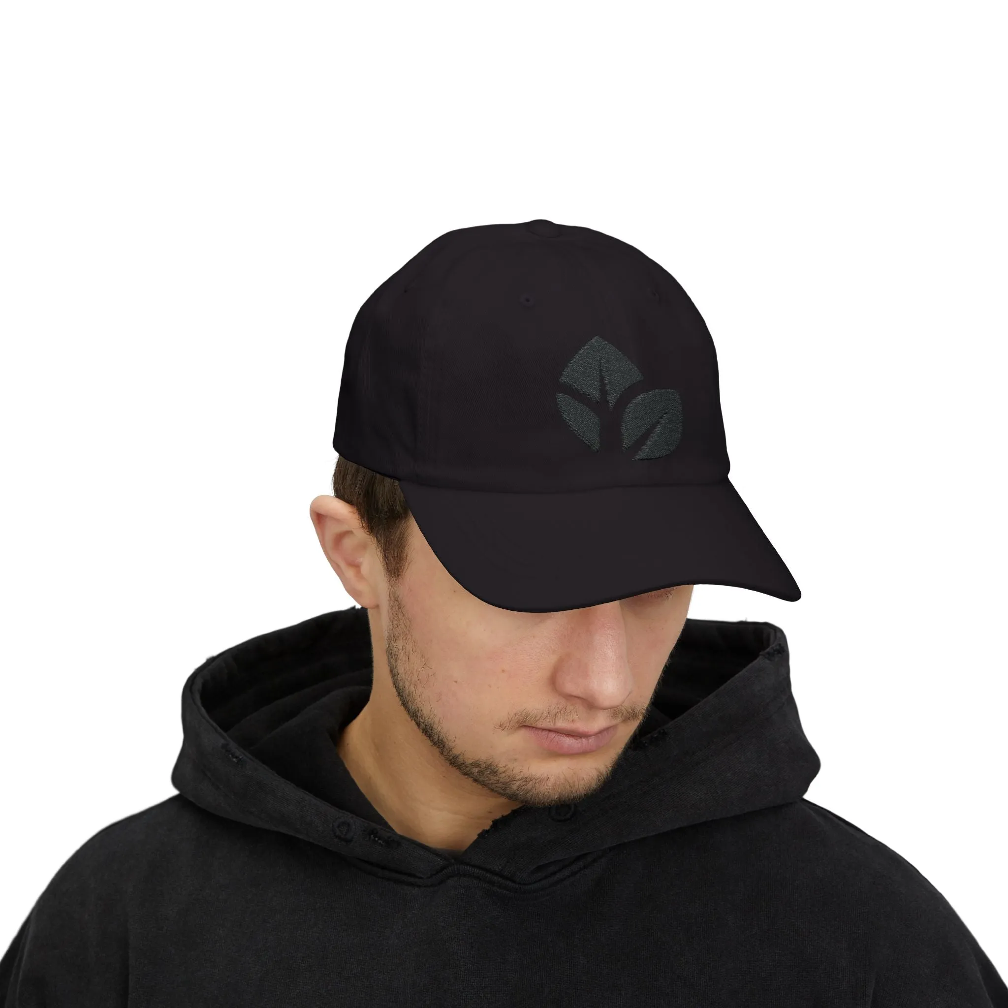 Thrive Leaves Black Embroidery Cap