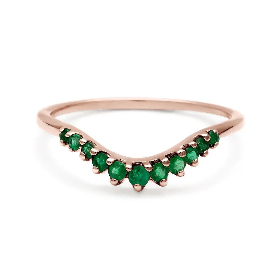 Tiara Curve Band - 14k Gold & Emeralds