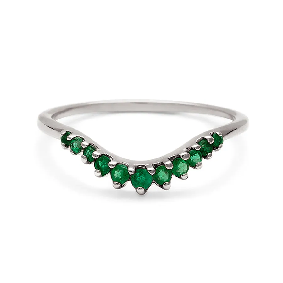 Tiara Curve Band - 14k Gold & Emeralds