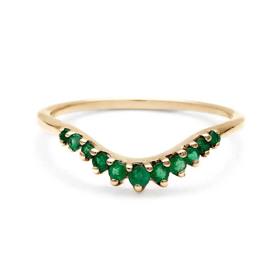 Tiara Curve Band - 14k Gold & Emeralds