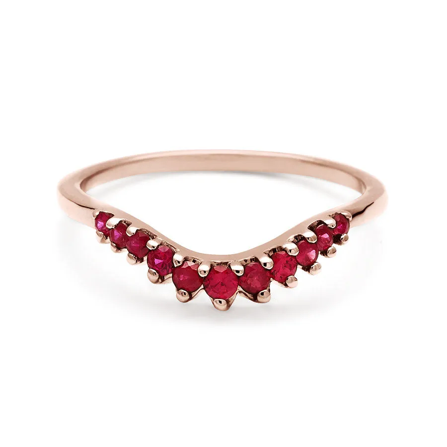 Tiara Curve Band - 14k Gold & Ruby