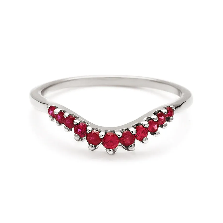 Tiara Curve Band - 14k Gold & Ruby