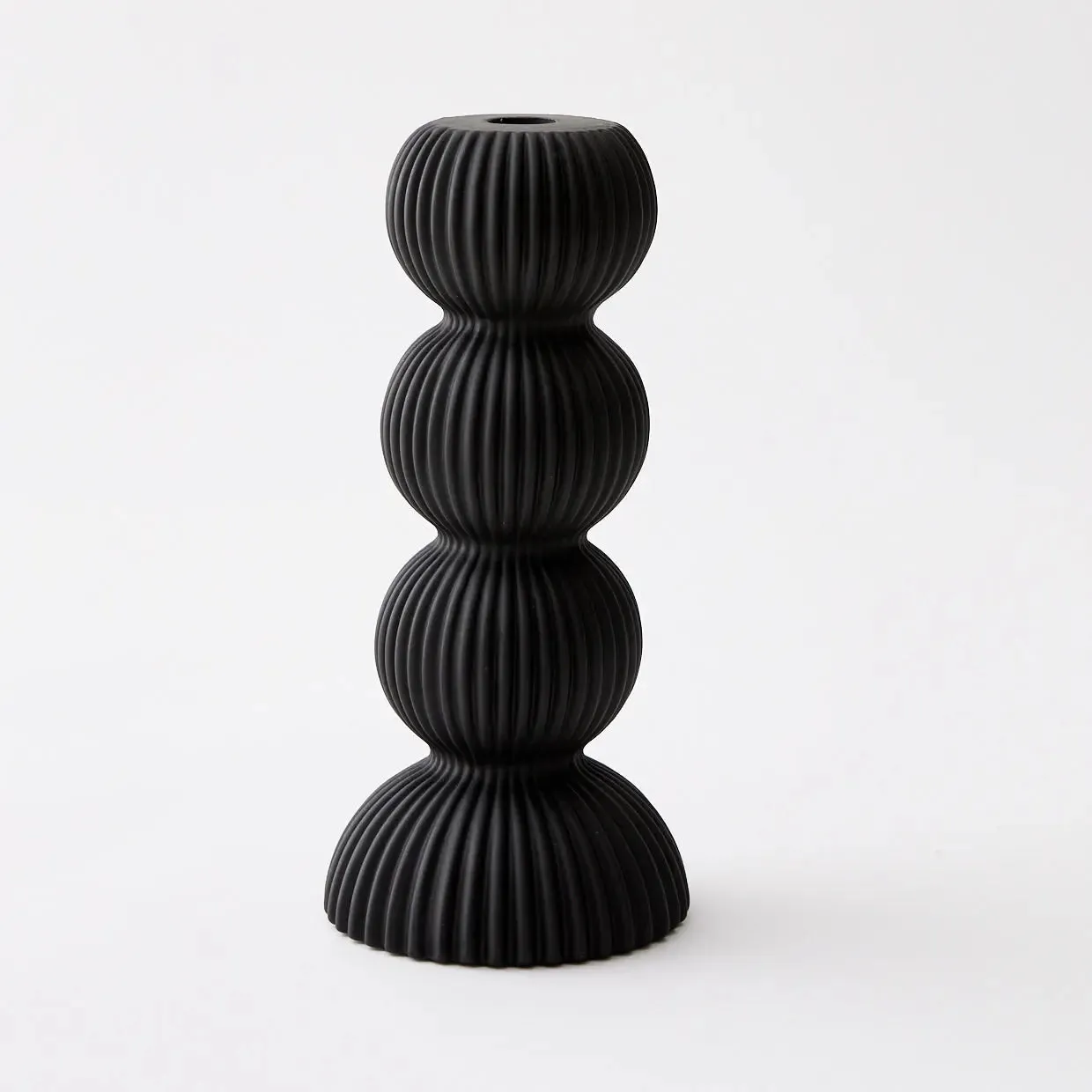 Tower Ceramic Taper Candle Holder Black