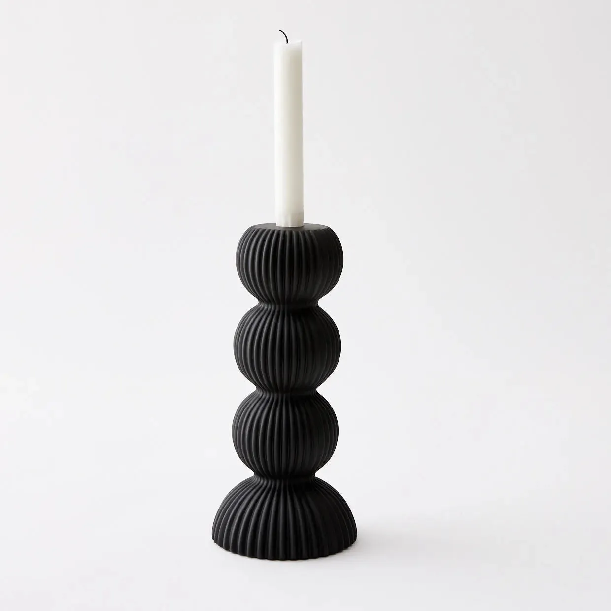 Tower Ceramic Taper Candle Holder Black