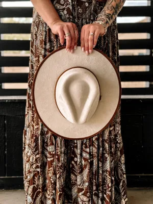 Two Tone Rancher Boho Hat, Cream and Rust