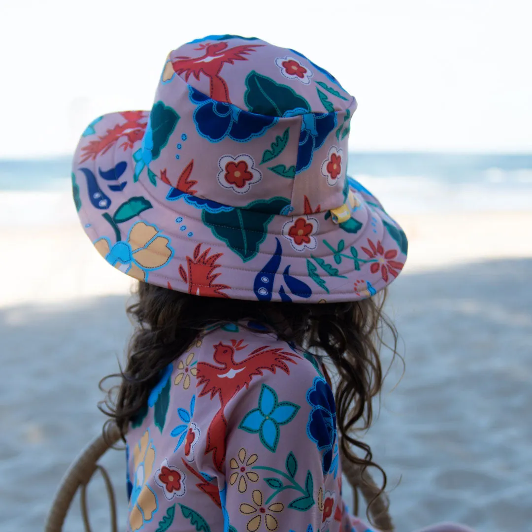 Tyoub Kids Wide Brim Bucket Hat Phoenix Vanilla