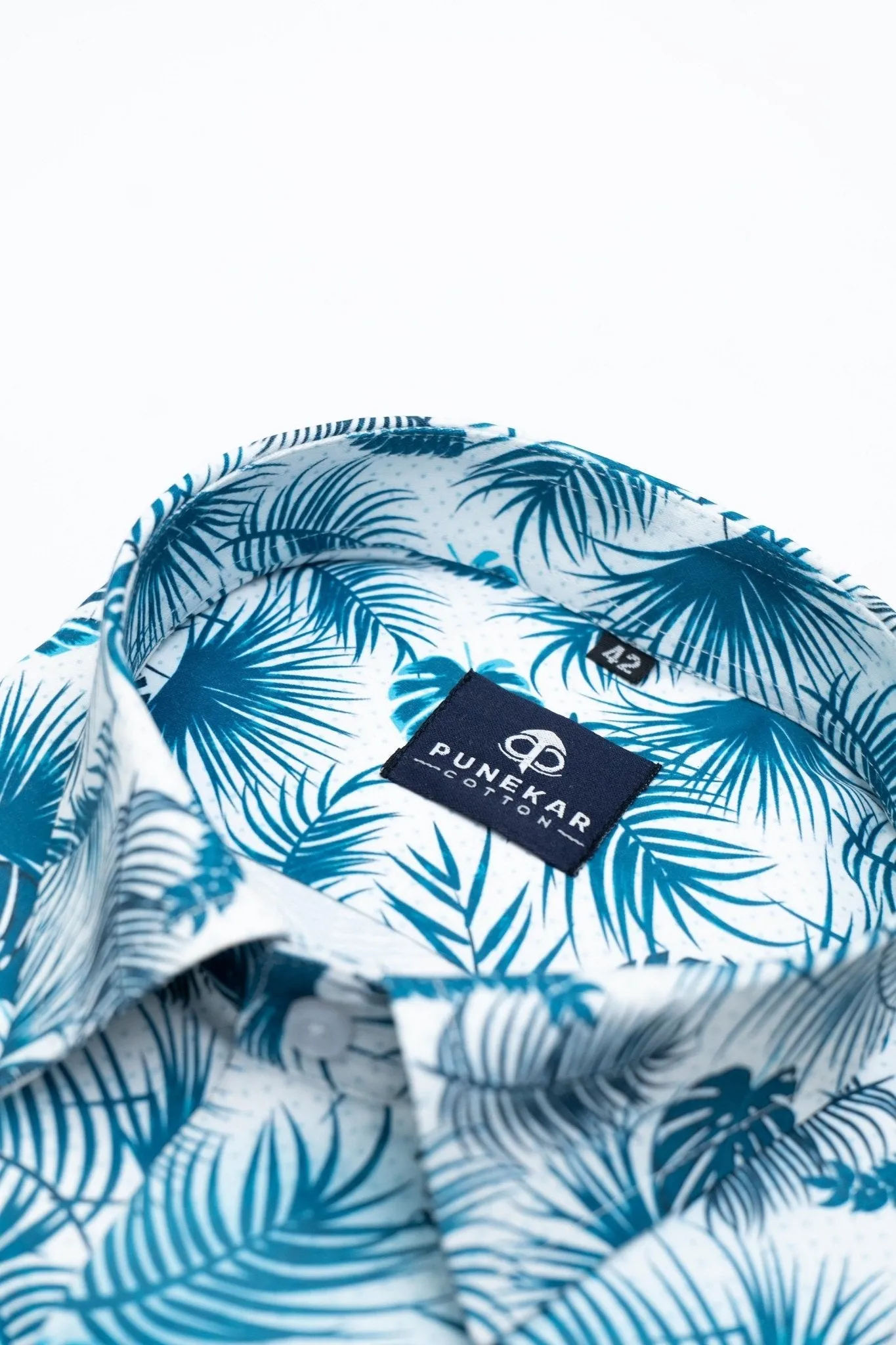 White Blue Color Leaf printed Shirt For Men