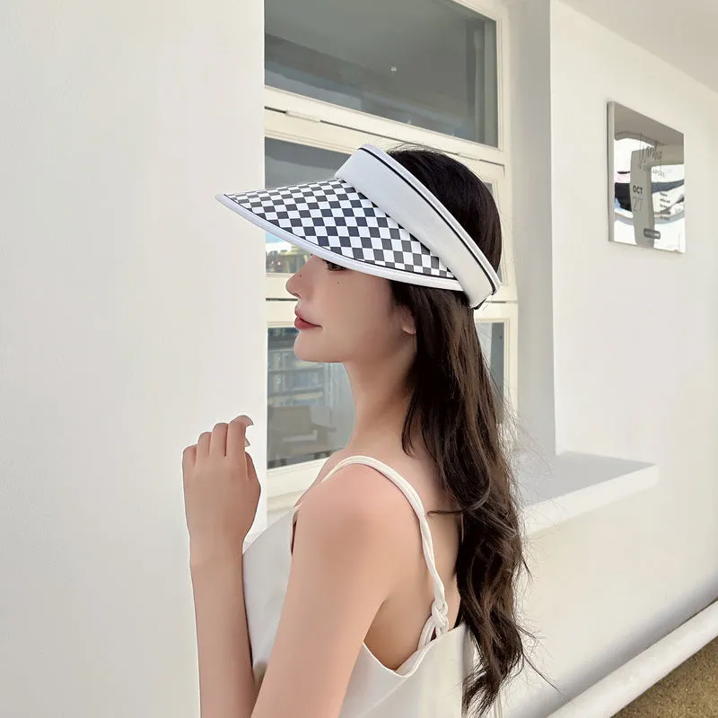 Women's Checkerboard Brim Sun Hats Golf Visor